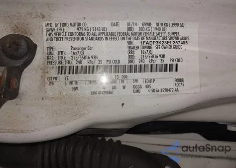 2014 Ford Focus Se из США, поврежденный, VIN 1FADP3K23EL257405